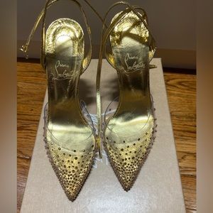 Women’s Christian Loubs Gold Studded Heels!